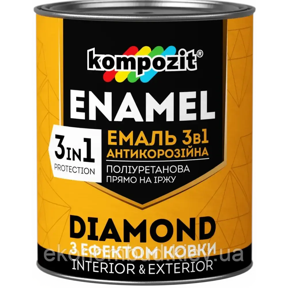 Емаль антикорозійна 3 в 1 DIAMOND (Колір: Сріблястий, Фасування: 2,5 л, Блиск: Ефект «Кованого металу»)
