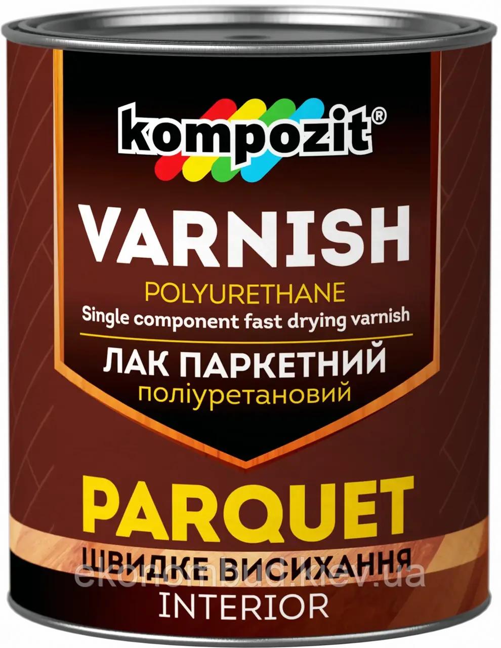 Лак паркетний поліуретановий Kompozit® (Колір: Безбарвний, Фасування: 2,5 л, Блиск: Глянцевий)