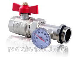 Кран американка 1" прямий із термометром (Туреччина)