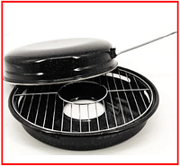Сковорода гриль-газ с крышкой и мраморным антипригарным покрытием 32 см из нержавеющей стали для плиты бытовая