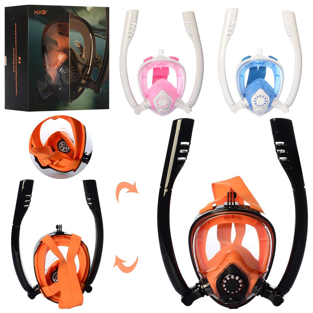 Маска для плавання, снорклінга, дайвінгу HJKB X16418 з берушами, розміри S/M і L/XL, фото 1