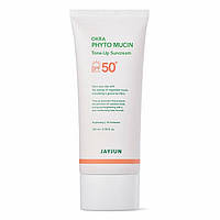 JAYJUN - Okra Phyto Mucin Tone-Up Sunscreen SPF50+ PA++++ Тонізуючий сонцезахисний крем з муцином та екстракт