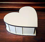 Подарункова коробка-бокс у формі серця з відкидною кришкою білого кольору, фото 5