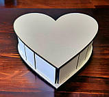 Подарункова коробка-бокс у формі серця з відкидною кришкою білого кольору, фото 3