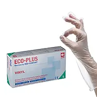 Перчатки виниловые неопудренные ECO-PLUS белые, L