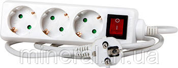 Подовжувач 3 гнізда, 3м, з з/к, з вимикачем, baby protect, E.NEXT, (s042007)