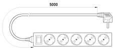 Подовжувач 5 гнізд, 5м, з з/к, з вимикачем, baby protect, E.NEXT, (s042020), фото 3