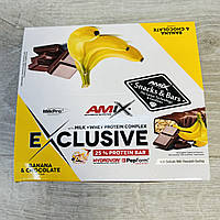 Батончики протеїнові Amix Exclusive Protein Bar 85g (12 батончиків) банан - шоколад