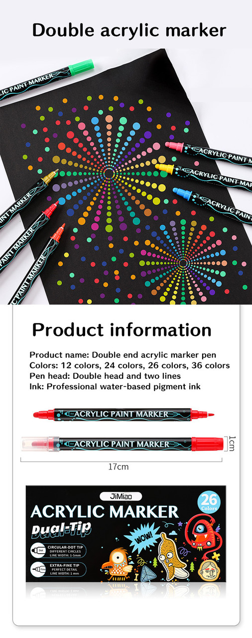 12 цветных двухсторонних акриловых маркеров H&B - фото 10 - id-p1900257754