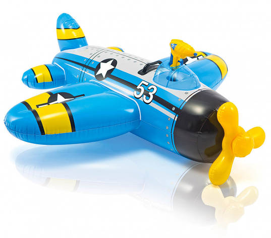 Дитячий пліт для плавання Літак 57537 з водяним пістолетом (Синій), фото 2