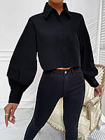 Женская укороченная блузка с длинным рукавом софт