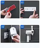 Тримач диспенсер для зубних щіток і зубної пасти ORIGINAL Multi-function Toothbrush sterilizer W-020, фото 4