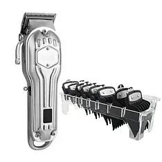 Професійна машинка для стрижки Surker Cordless K9S Silver + Набір чорних насадок (SK-K9S-Color+K-XW)