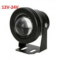 Ультрафиолетовый UV круглый светодиодный прожектор 10 W 12-24V DC 395nm IP65 Код.59896