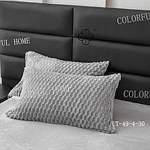 Тепла велюрова постіль однотонна Colorful Home Border Євро - світло сірий, фото 4