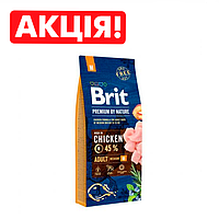 Сухой корм Brit Premium Adult M 15 кг для взрослых собак средних пород c курией 15кг