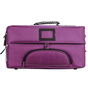 Чемодан-сумка мастера для косметики большой, с отделениями, фиолетовый