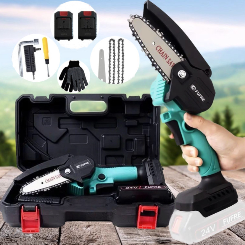 Ланцюгова пила Fufre Chain-Saw у валізі акумуляторна міні 2 акумулятори для обрізання дерев і розпилювання дров