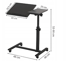 Столик-підставка для ноутбука на колесах чорний, фото 3
