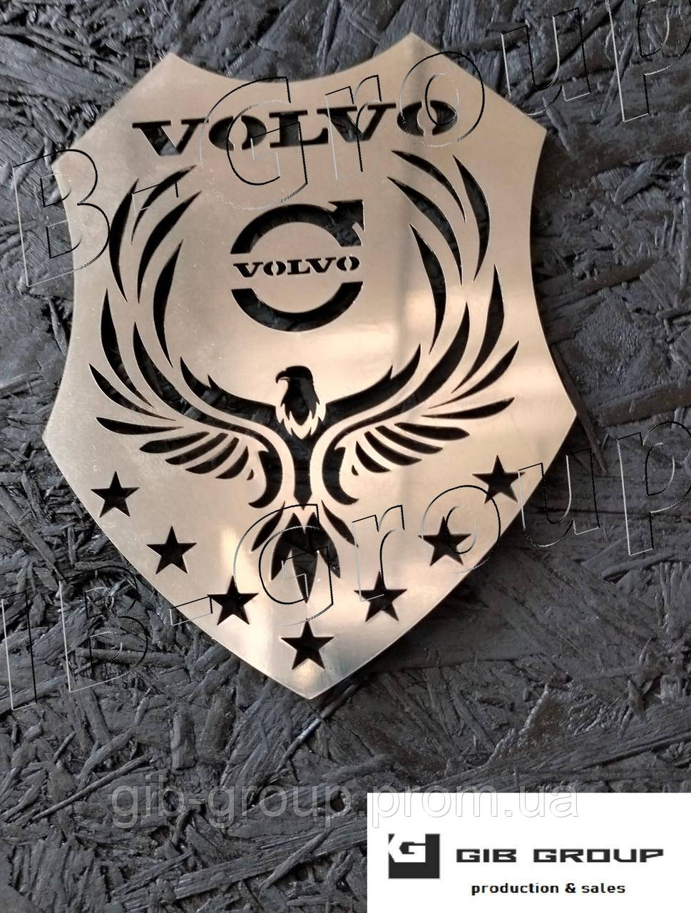 Емблема метал нержавіюча сталь "Герб" для Volvo (100*75мм)