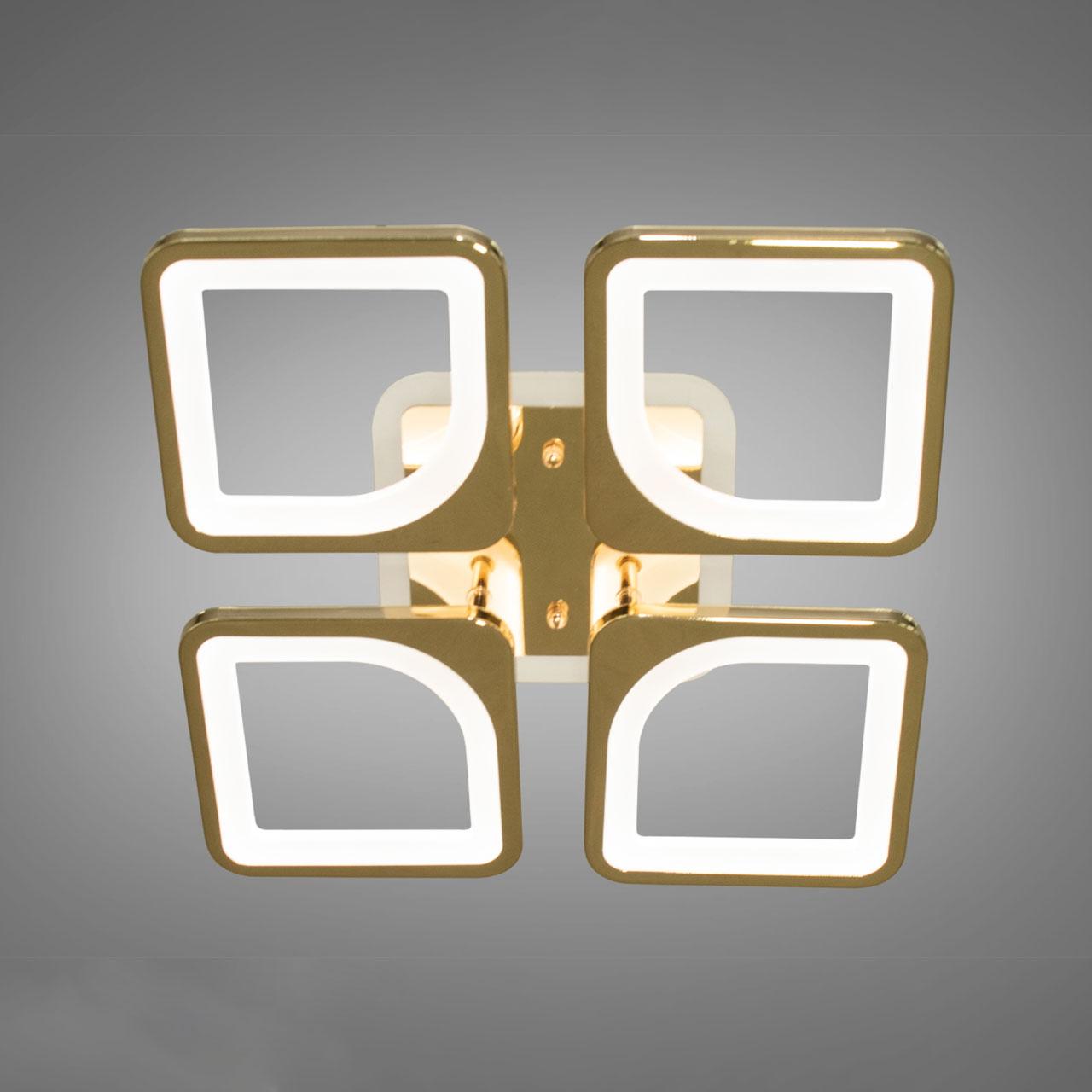 Світлодіодна люстра 80 Вт з пультом д/к та підсвічуванням основи колір каркасу золотий D-S9171/4G LED dimmer, фото 1