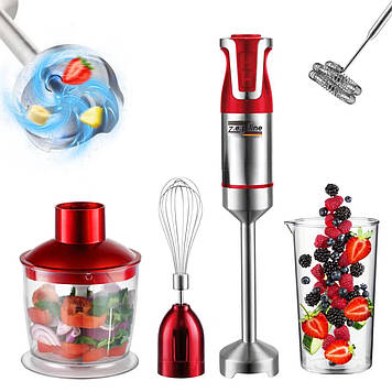 Ручний занурювальний блендер з мірною склянкою 5в1 Zepline ZP-074 1500ВТ Червоний