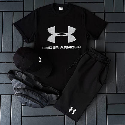 Чоловічий спортивний костюм under armour комплекти на літо з шортами футболкою бейсболкою стильні для хлопців, фото 4