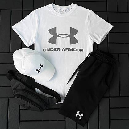 Чоловічий спортивний костюм under armour комплекти на літо з шортами футболкою бейсболкою стильні для хлопців, фото 3