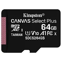 Карта памяти Micro SD Kingston 64GB Canvas Select Plus UHS-I Class 10 U1 A1