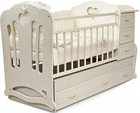 Дитяче ліжечко-трансформер з комодом, ящиками і маятником 3 в 1 "Вівальді" baby Angel