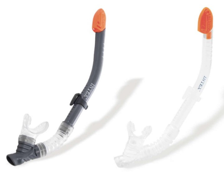 Трубка для плавання Intex 55928 Easy-Flow Snorkels, сіра, від 8 років з клапаном