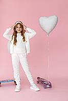 Детский костюм худи и джогеры для девочки цвет белый р.128 438616