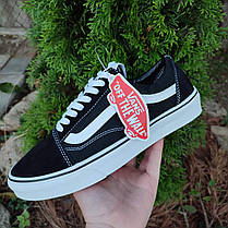 Ванси чорно-білі Кеди VANS Old Skool текстиль унісекс, фото 4