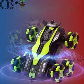 Швидкісна дрифтувальна машинка-перевертень для трюків на радіокеруванні, з обертанням на 360° і LED-підсвіткою.