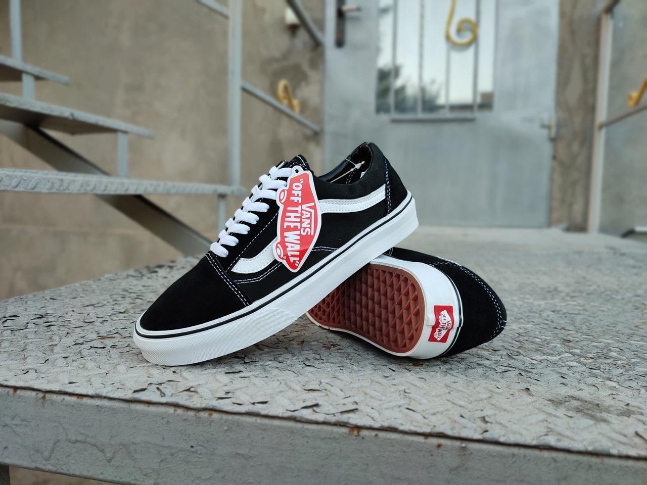 Чорно-білі Кеди Ванси текстиль VANS Old Skool унісекс