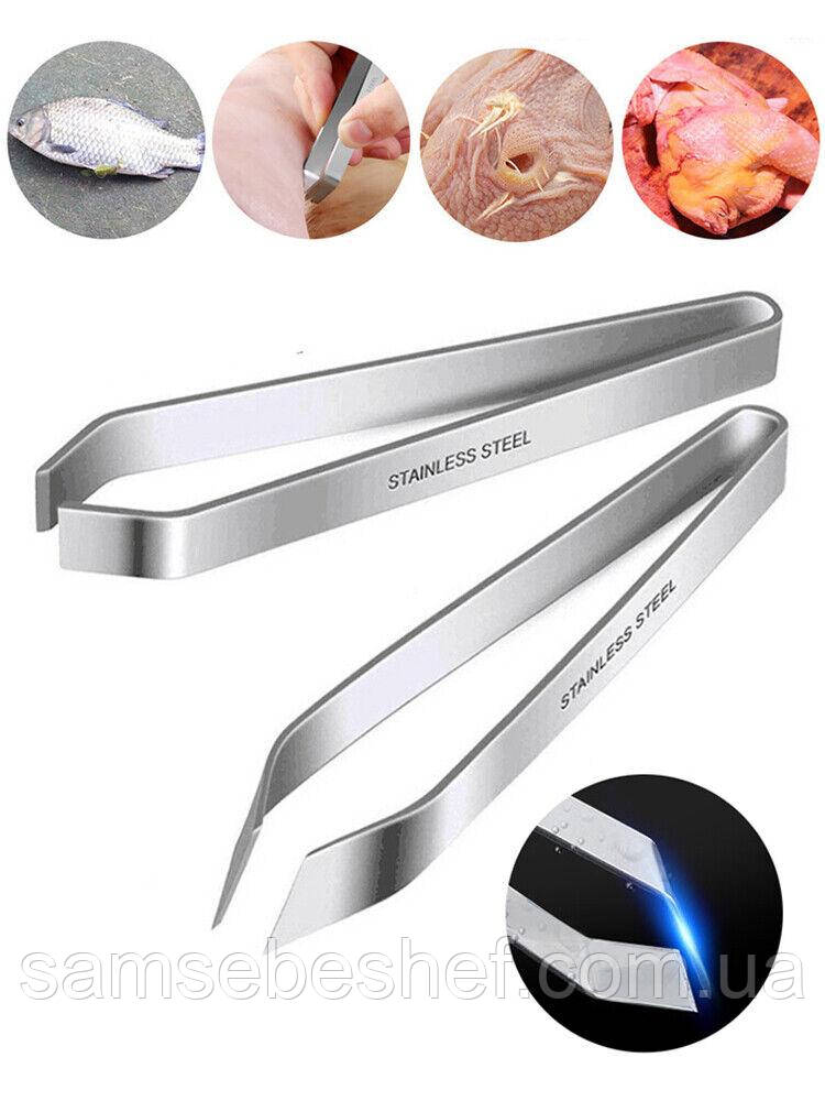 Пінцет для риби 2 штуки Плоский і Косій Stainless Steel