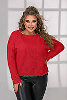 Жіночй светер: прямого силуету,з м'якої ангори,дуже теплий. 46/48, червоний, LUKI