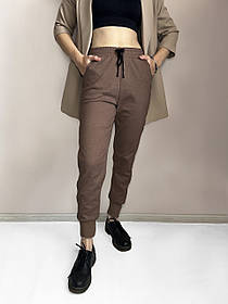 Штани жіночі зимові з начосом зі щільного трикотажу Штани під манжет Теракотовий XL