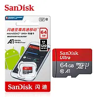 Карта памяти Micro SD SanDisk 64GB UHS-I Class 10 U1 A1