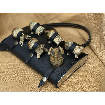 Набір "Похідний" (6 бронзових стопок і фляга)