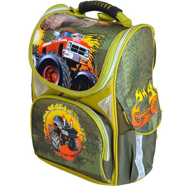Рюкзак шкільний для хлопчика портфель до школи "Машина монстр" ортопедична спинка, світловідбиваючі елементи