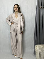Блуза женская льняная базовая светло-розовая Modna KAZKA MKTRG0625-3