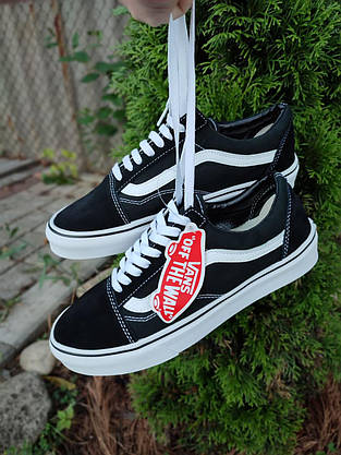 Кеди чоловічі VANS Old Skool чорно-білі текстиль унісекс жіночі демісезон, фото 4
