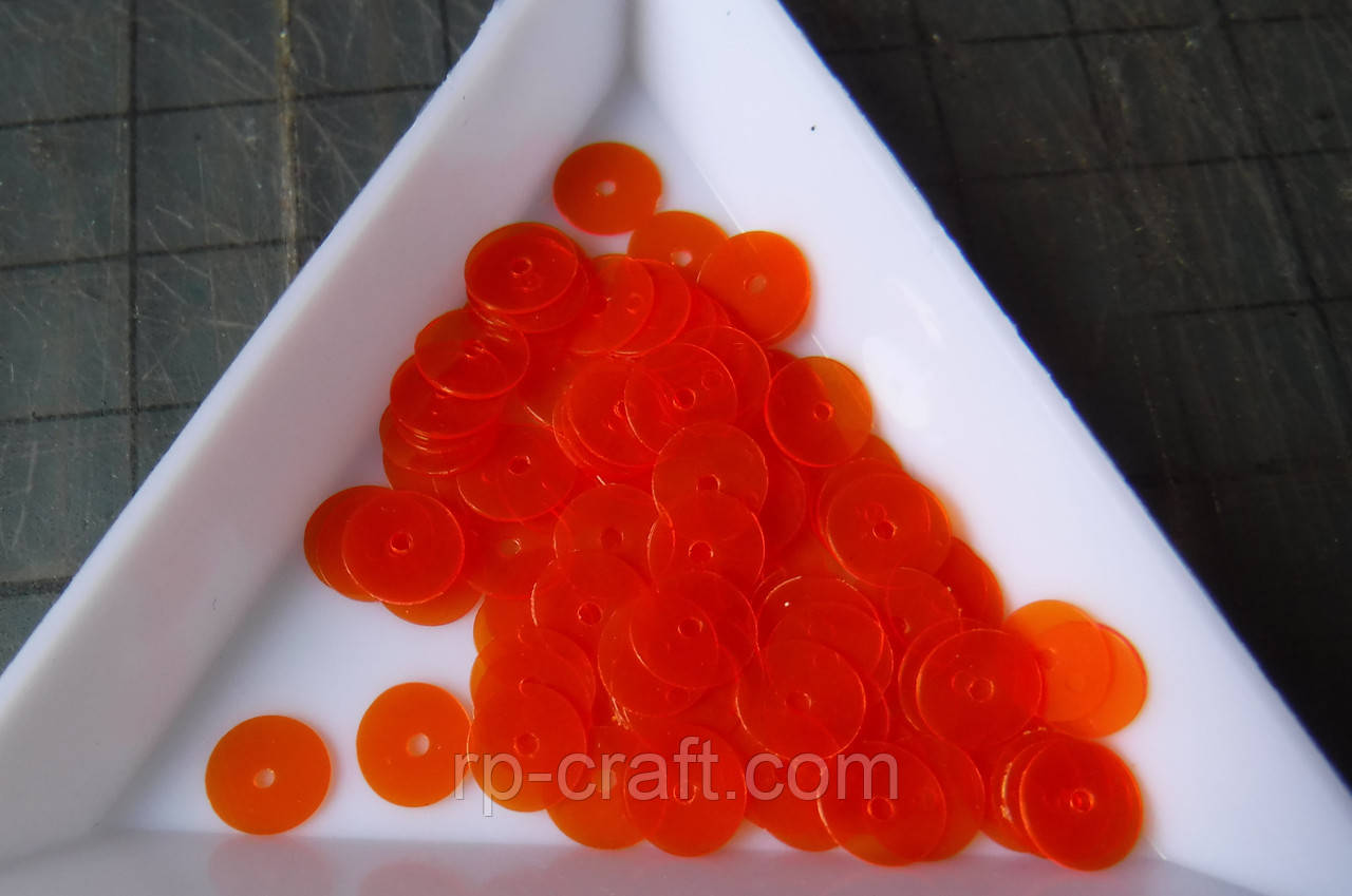 79. Упаковка паєток. Круглі, темно-жовтогарячі, 6 мм, 4 грами, фото 1