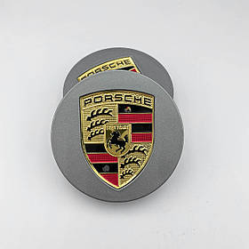 Ковпачки (заглушки) на литі диски PORSCHE (Порше) 75 мм Сірі (5601149)