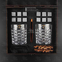 Old time Подарочный деревянный набор для охлаждения виски в коробке со стаканами Bohemia Diamond (2 шт) Whisky