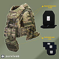 Сертифікований Бронежилет NEPTUN Gen6 Max 6 класу з протиуламковим захистом шиї,боків, живота та 9 підсумками, мультикам