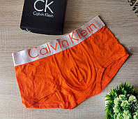 Мужские трусы Calvin Klein Steel, мужские трусы Кельвин Кляйн, хлопковые трусы СК Стил, боксеры мужские CK XXL, Оранжевый