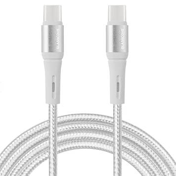 Кабель TYPE-C - TYPE-C BRAID 1 метр 60W (00000738) White, GP, гарної якості, Кабель apple type c