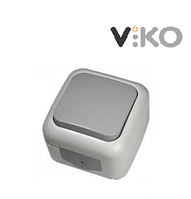 Зовнішній одноклавішний вимикач вологозахищений Viko Palmiye Сірий